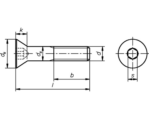 Verzonken schroef met binnenzeskant DIN 7991 M10x30 mm, verzinkt, 50 stuks