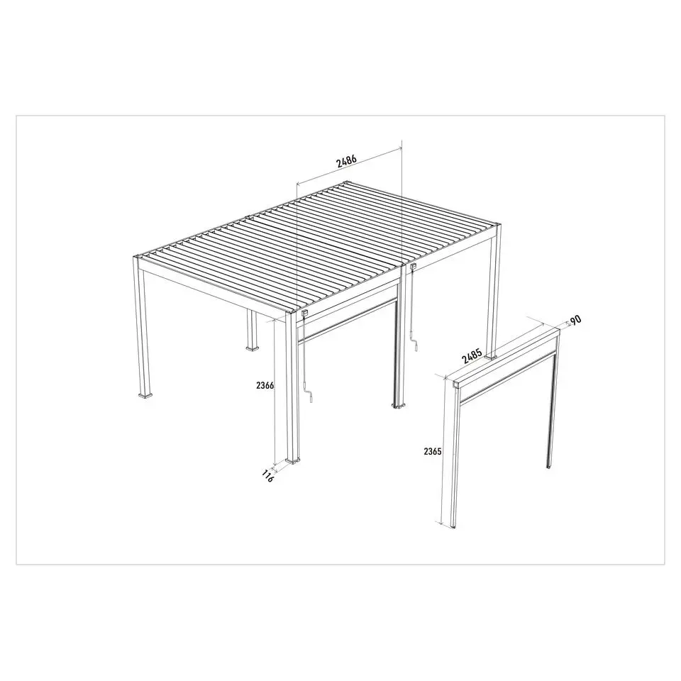 Orion pull down zijscherm 2,65M windscherm wit