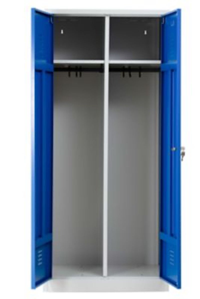 PROREGAL Garderobekast Camel 2 compartimenten & 1 slot HxBxD 180 x 80 x 50 cm Cilinderslot Grijsblauw