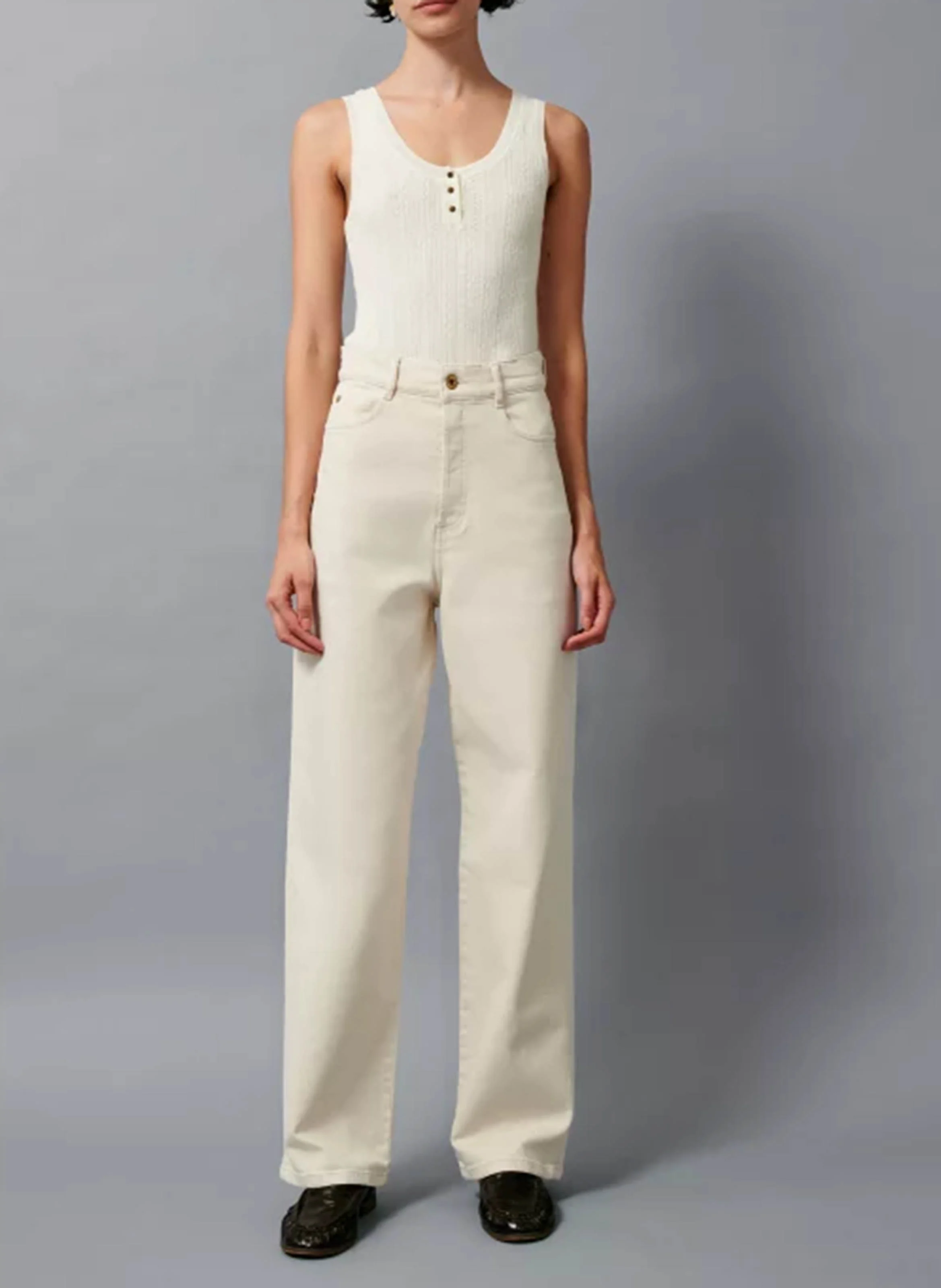 PAPERLOVE - Jean droit taille haute | Beige