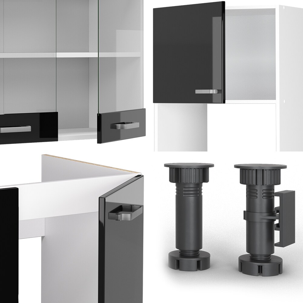 Vicco Eckküche R-Line Solid Weiß Schwarz 247x237 cm Arbeitsplatte modern Küchenschränke Küchenmöbel