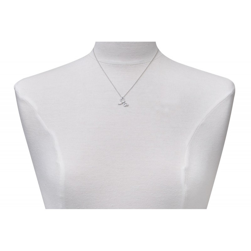 Pendentif Argent Rhodié Libellule Ailes Ajourées et Strass