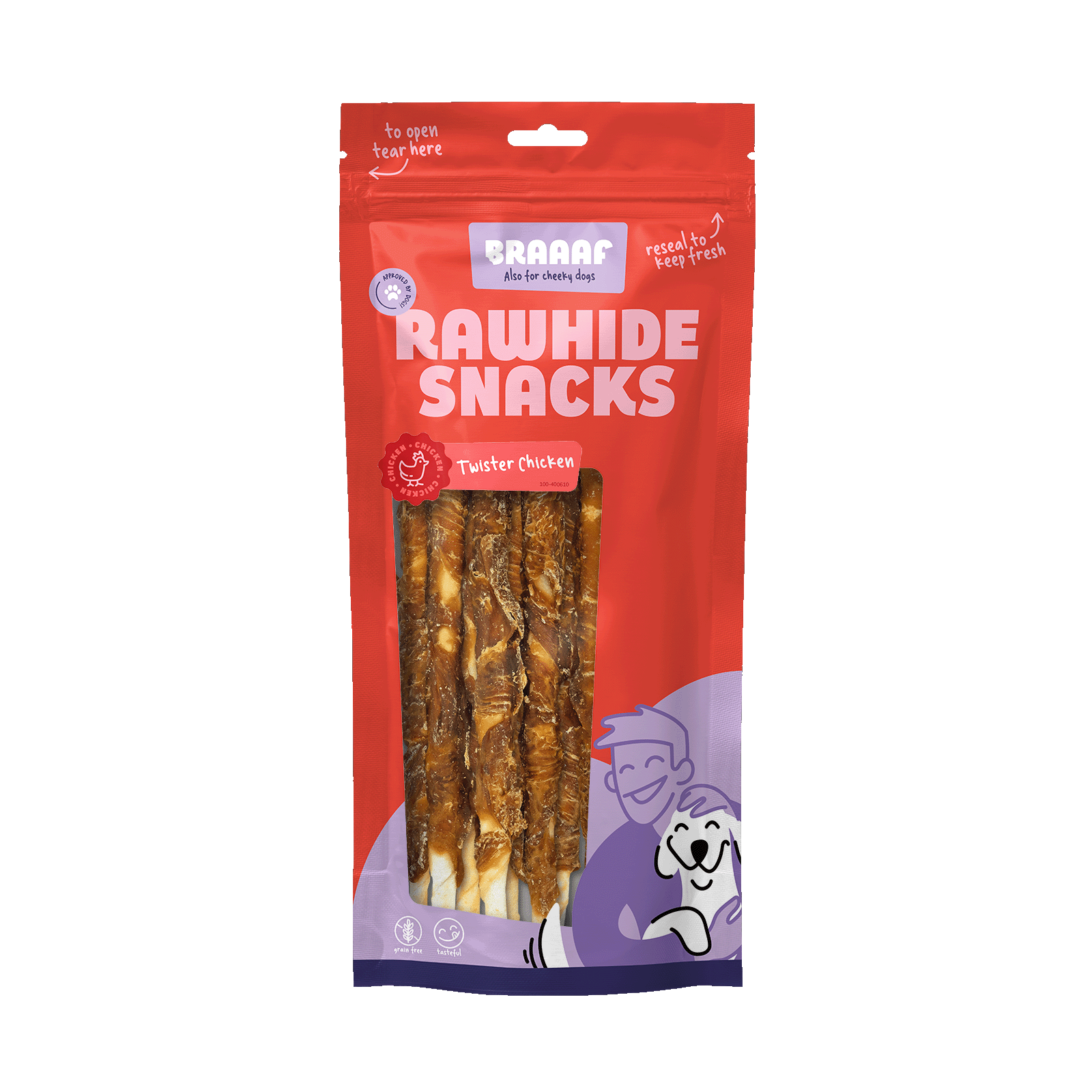 Braaaf Twister - Hondensnack - 8 Stuks - kip