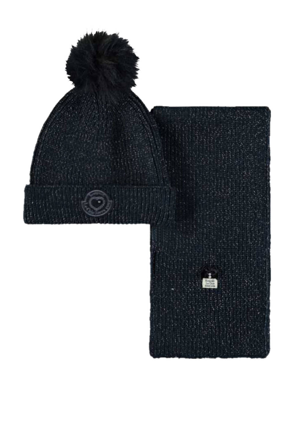 Le Chic muts + sjaal donkerblauw