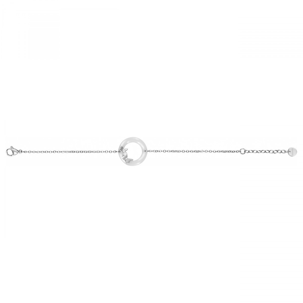 Bracelet souple mono-motif en Acier 316L et céramique - blanc brillant