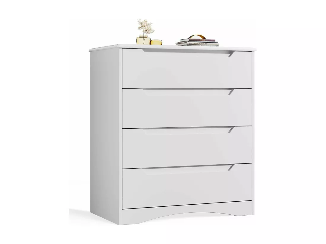 Commode Chambre Bealife 4 Tiroirs Meuble de Rangement Chambre Salon Porche Poignée Intégrée Dispositif Anti-trébuchement