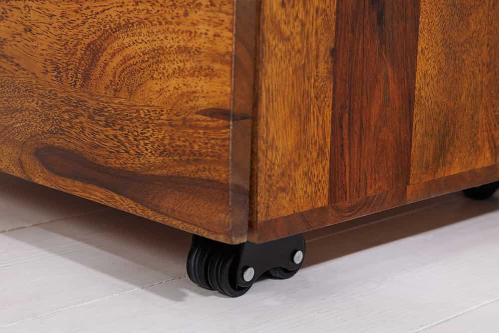 Massiver Rollcontainer MAKASSAR 60cm braun stone finish Sheesham mit Schubladen