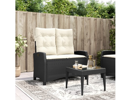 VIDAXL - Banc de jardin Banc inclinable de jardin avec coussins noir résine tressée