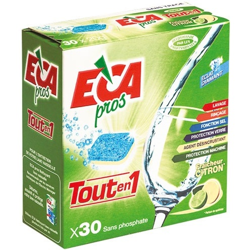 Pastilles lave-vaisselle - Tout-en-1 - parfum citron - lot de 30 de 20 gr