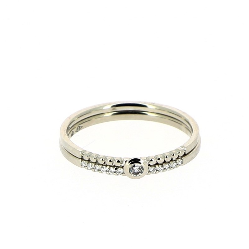 Bague 2 anneaux diamants - Or gris