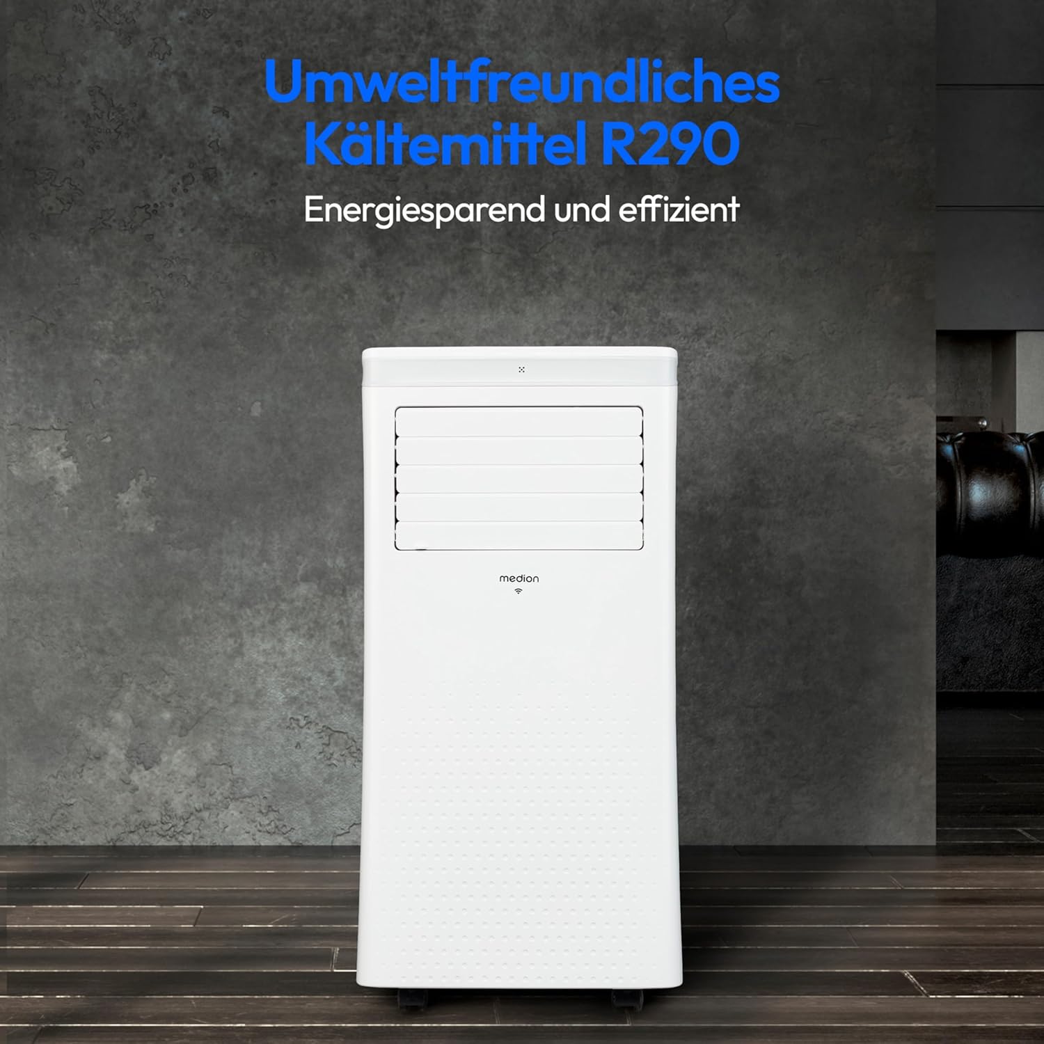 MEDION P702 (MD 37737) Smarte Mobile Klimaanlage mit Abluftschlauch (inkl. Fensterabdichtung, 3in1, bis 25qm, 7.000 BTU, Kühlen, Entfeuchten, Ventilieren, App- und Sprachsteuerung, Schlafmodus