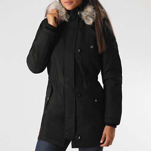 Parka Capuche Fourrure Femme Iris Noir