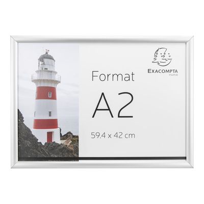 Exacompta Office cadre - Cadre mural clipsable pour A2 - aluminium/cristal