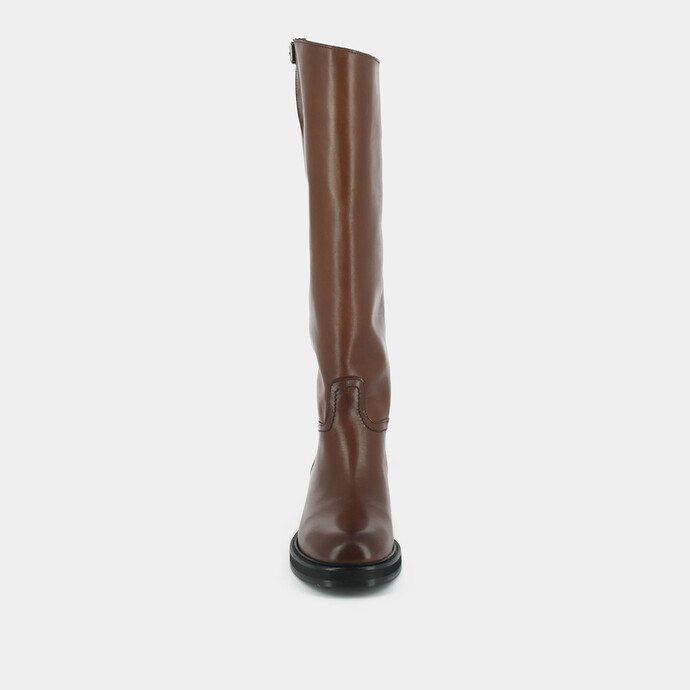 Bottes à boucles argentées  en cuir cognac