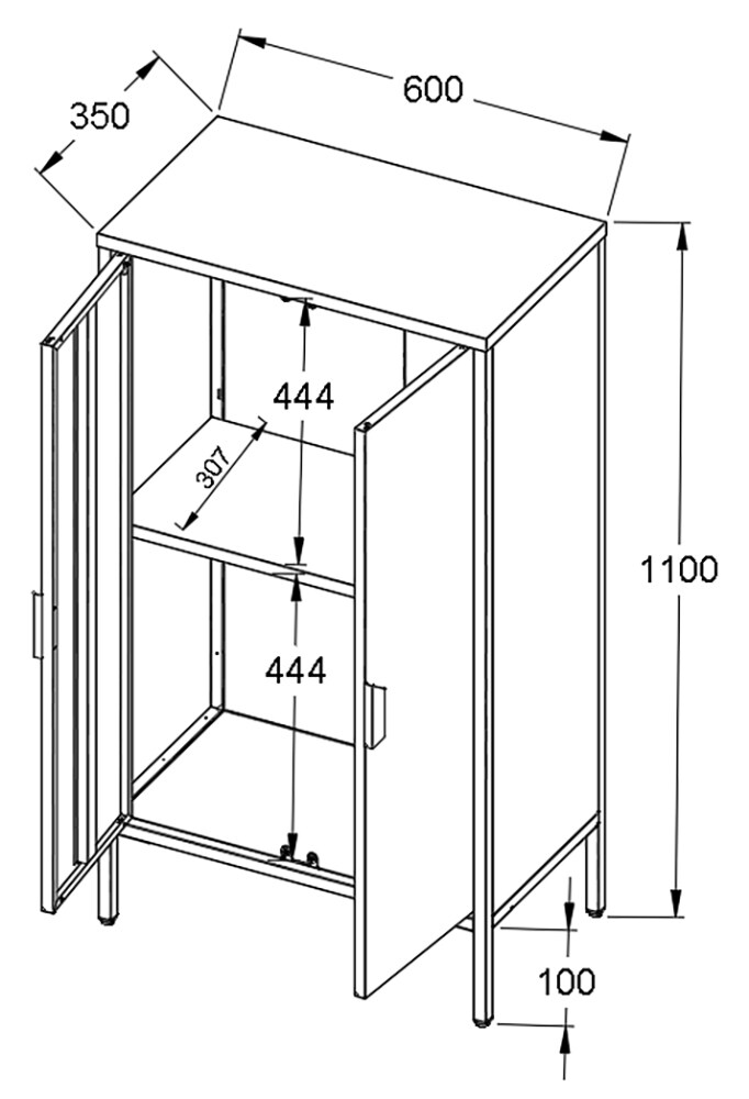 VCM Metall Stahl Kommode Sideboard Highboard Anrichte Schrank Drehtüren Flokas M
