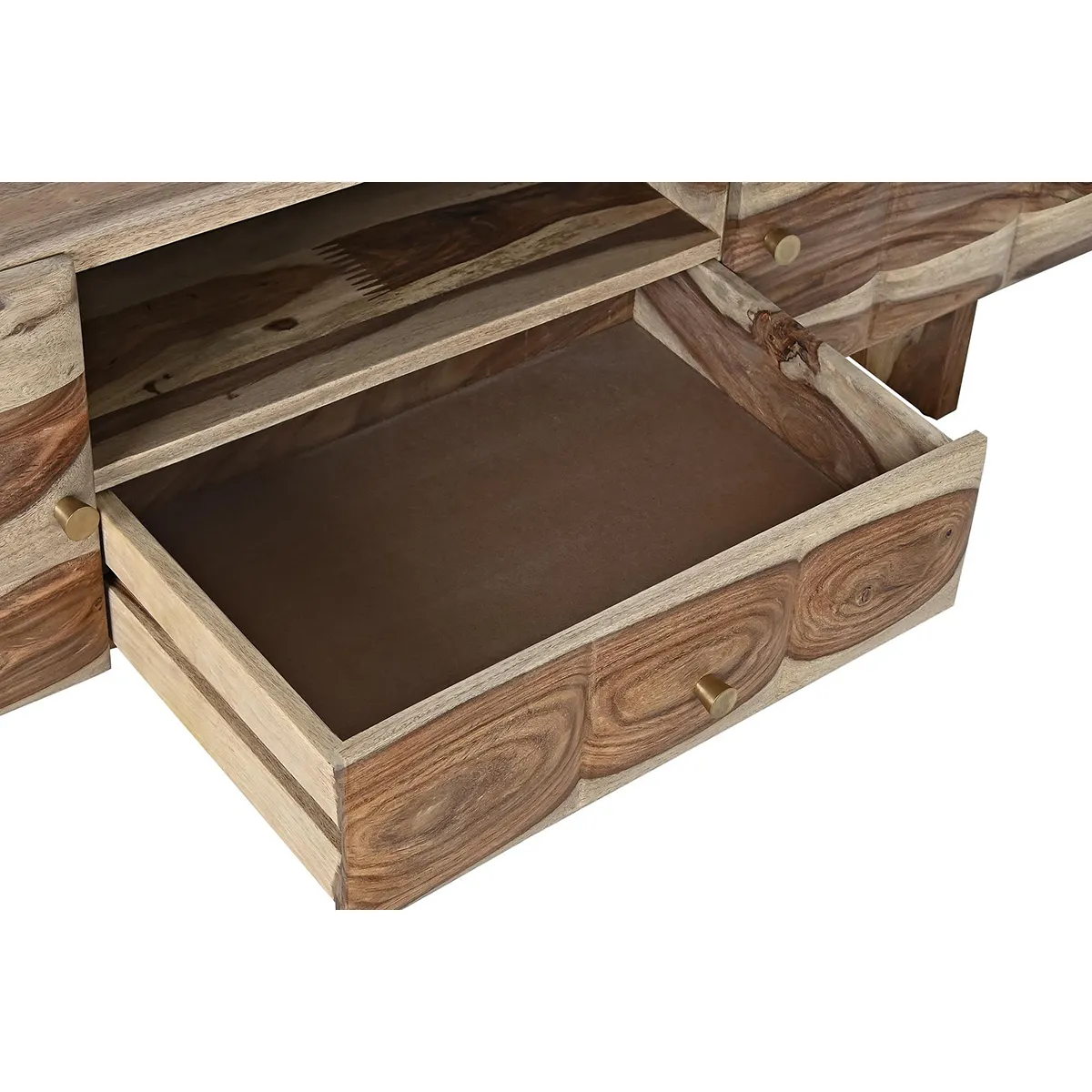 Pegane Meuble TV en bois de Sheesham - Naturel Marron