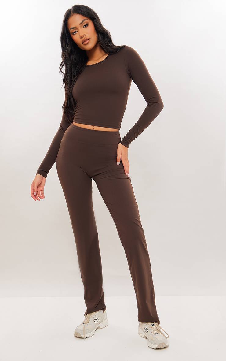 Café Pantalon Évasé Sculptant À Taille Haute