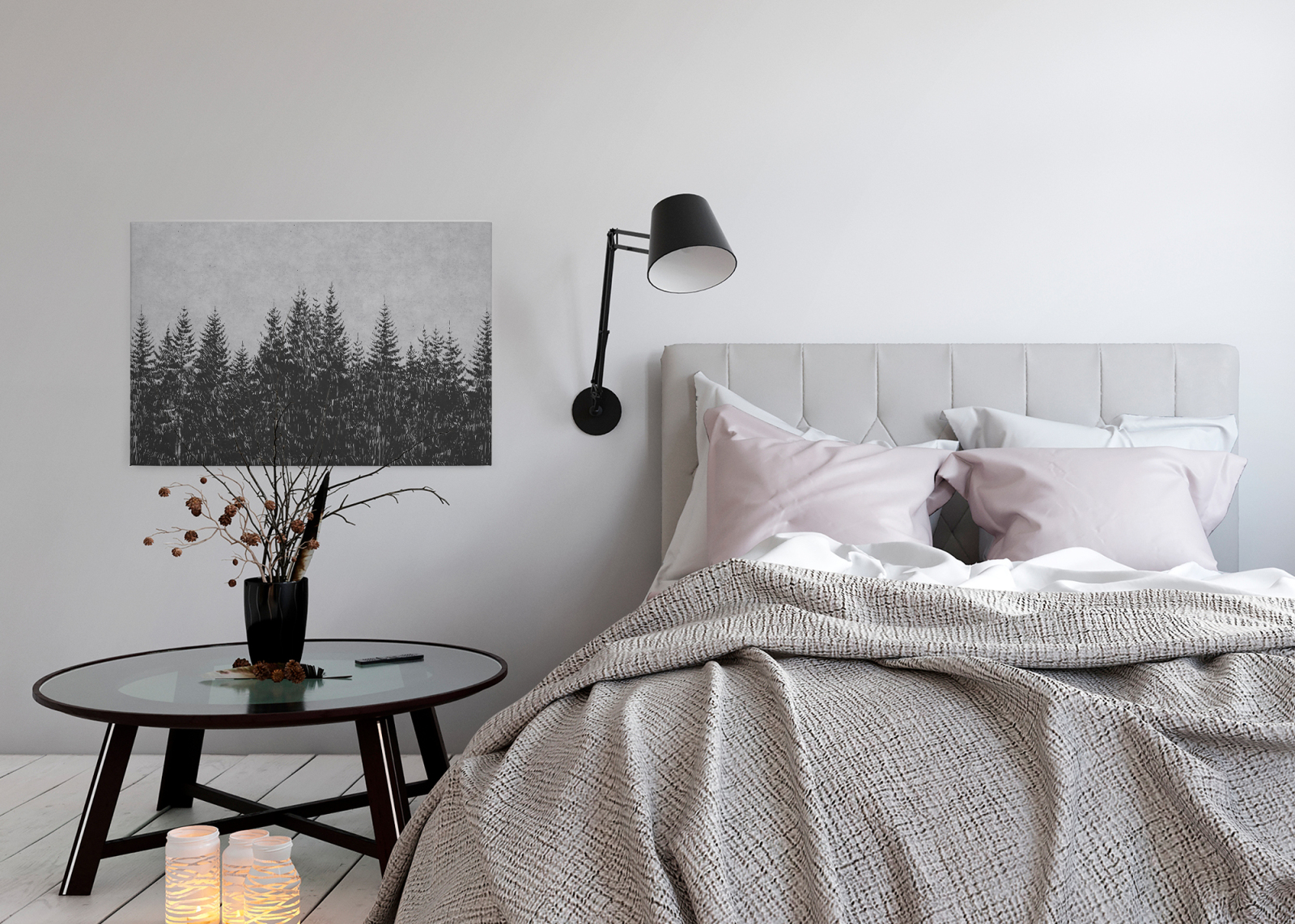 Leinwandbild SCHWARZWALD - grau-schwarz - 90x60 cm