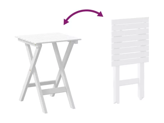 Chaise à bascule avec table pliable blanc bois massif peuplier