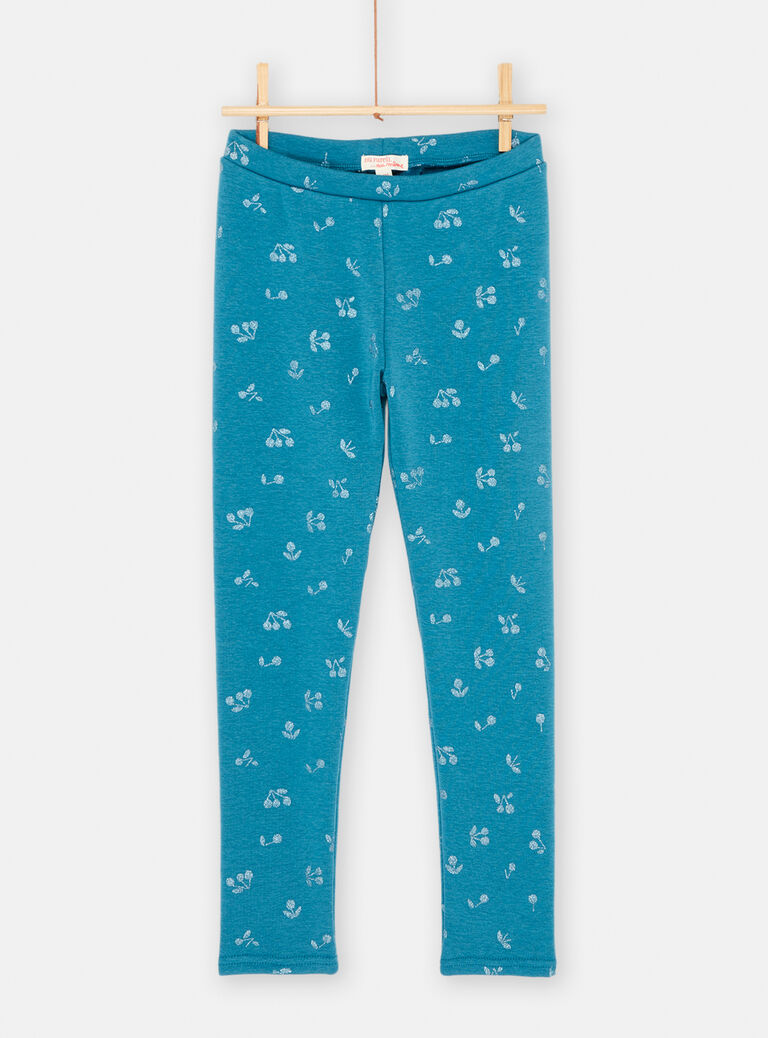 Legging bleu pétrole imprimé pour fille
