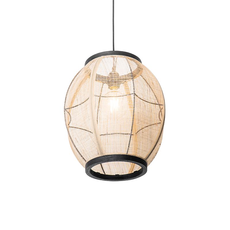 Oosterse hanglamp bruin stof 35 cm - Rob