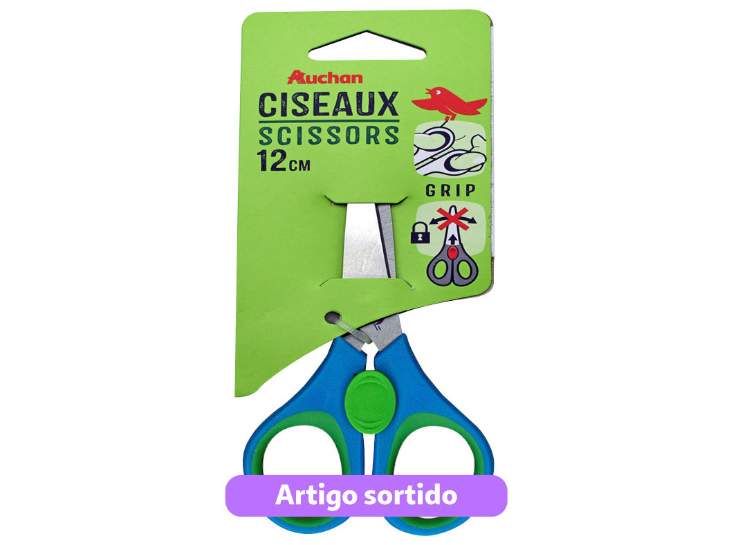 TESOURA COM SISTEMA DE SEGURANCA AUCHAN 12CM CORES SORTIDAS