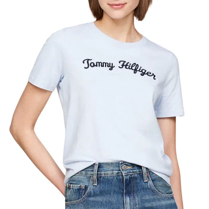 Tommy Hilfiger Regular Script Logo Crew Shirt Dames