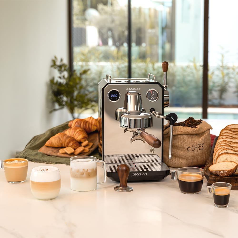 Cecotec Espresso-Kaffeemaschine für Barista Baristeo Intima, professionelle Barista-Espressomaschine, Vorbrüh-System, 15 Bar Pumpe, einfaches Befüllen, 1,7L Wassertank und Tassenwärmer