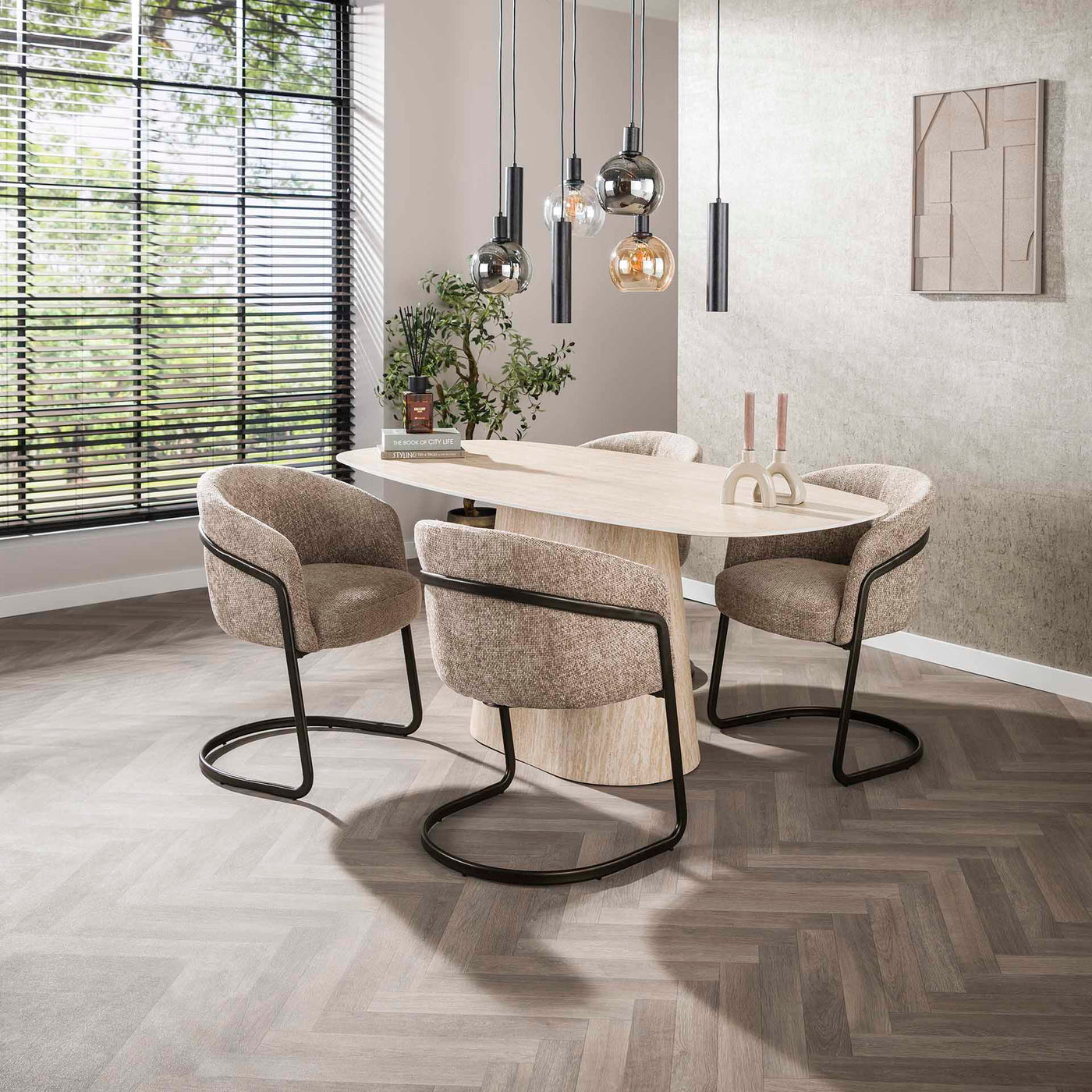 Giga Meubel - Eettafel Deens Ovaal - Travertin - 180cm - Centro