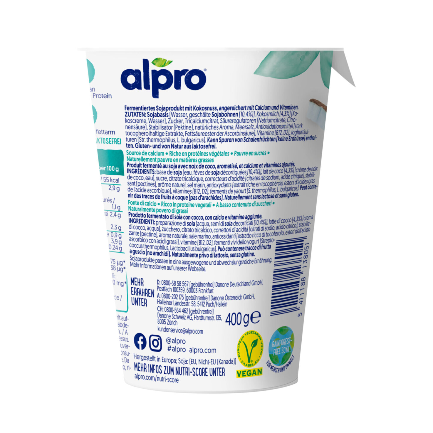 Alpro Soja-Joghurtalternative Natur mit Kokosnuss