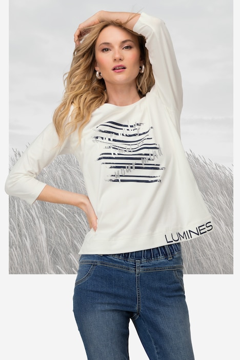 T-Shirt, Statement Print, Rundhals, 3/4-Ärmel