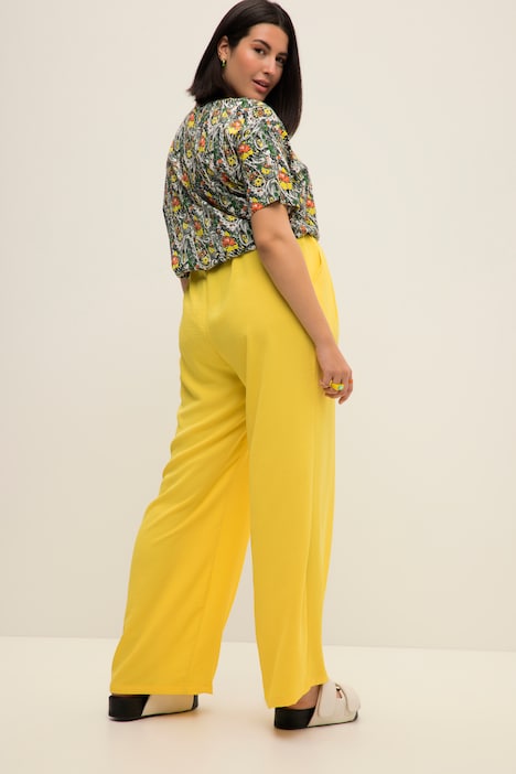 Hose, weites Bein, High Waist, Elastikbund