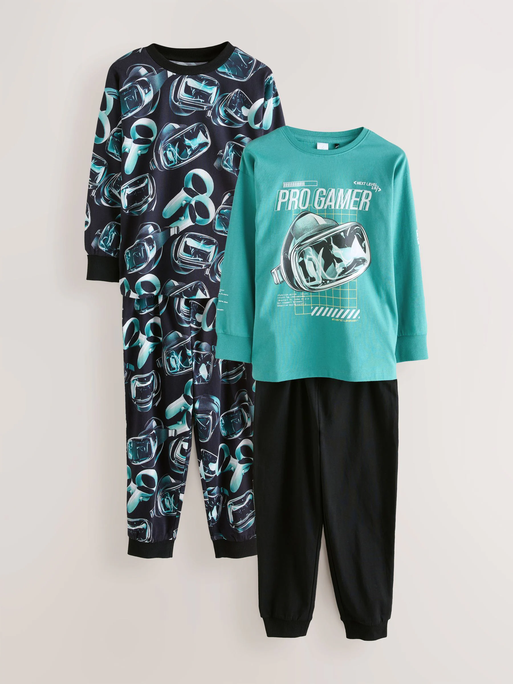 Groen/Zwart Pro Gamer - Verpakking van 2 pyjama's met lange mouwen (3-16 jr)