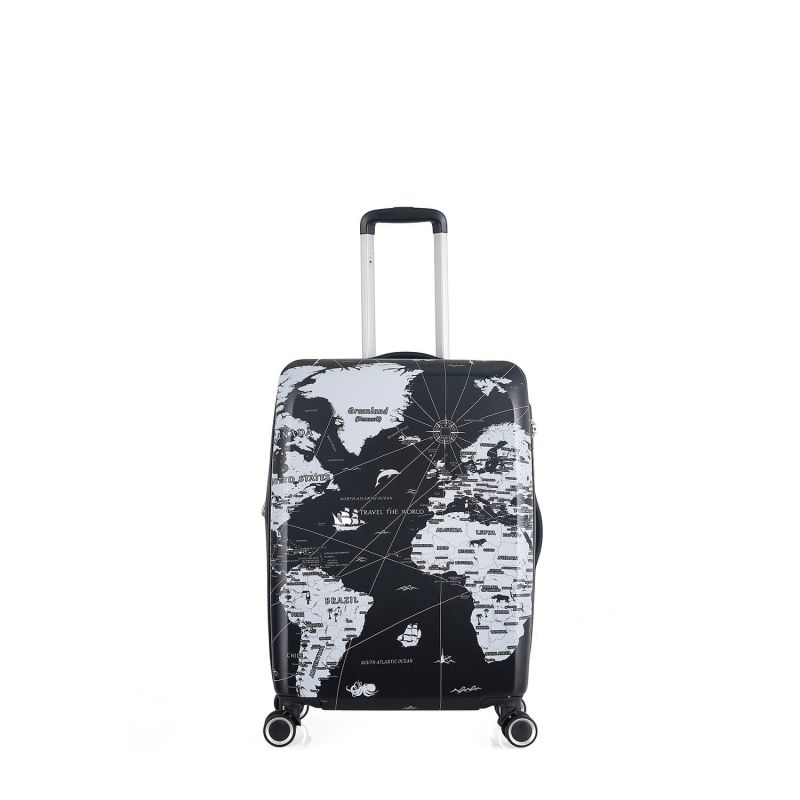 Valise cabine rigide 381 Extensible 55 cm Map Noir/blanc