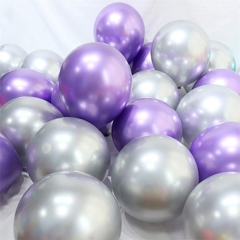 (30er Set) Ø25cm Party Deko Ballons Latex Luftballons Metallic - Silber / Lila