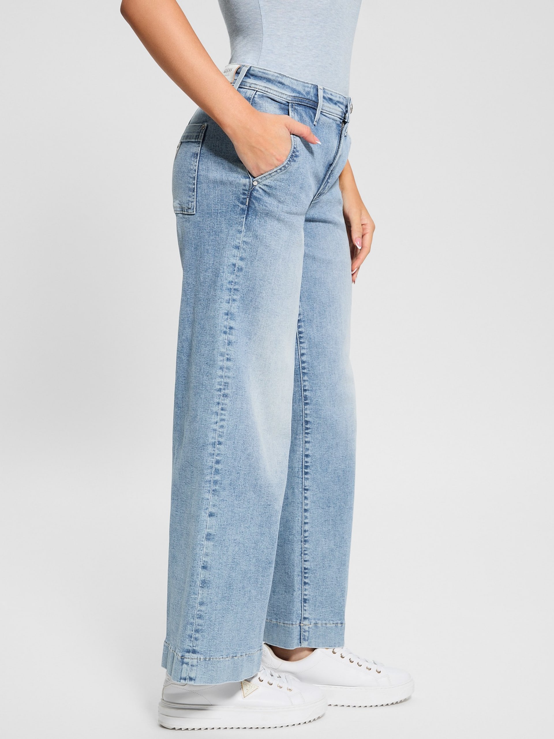 Calça jeans cropped larga Eco Zoya