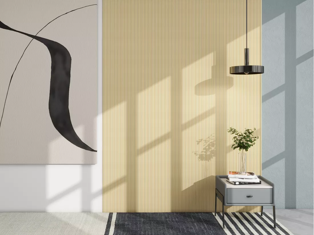 Panneau mural ondulé - Coloris bois naturel clair - Pack de 2,54 m² - Lot de 8 pièces - LIPOLA
