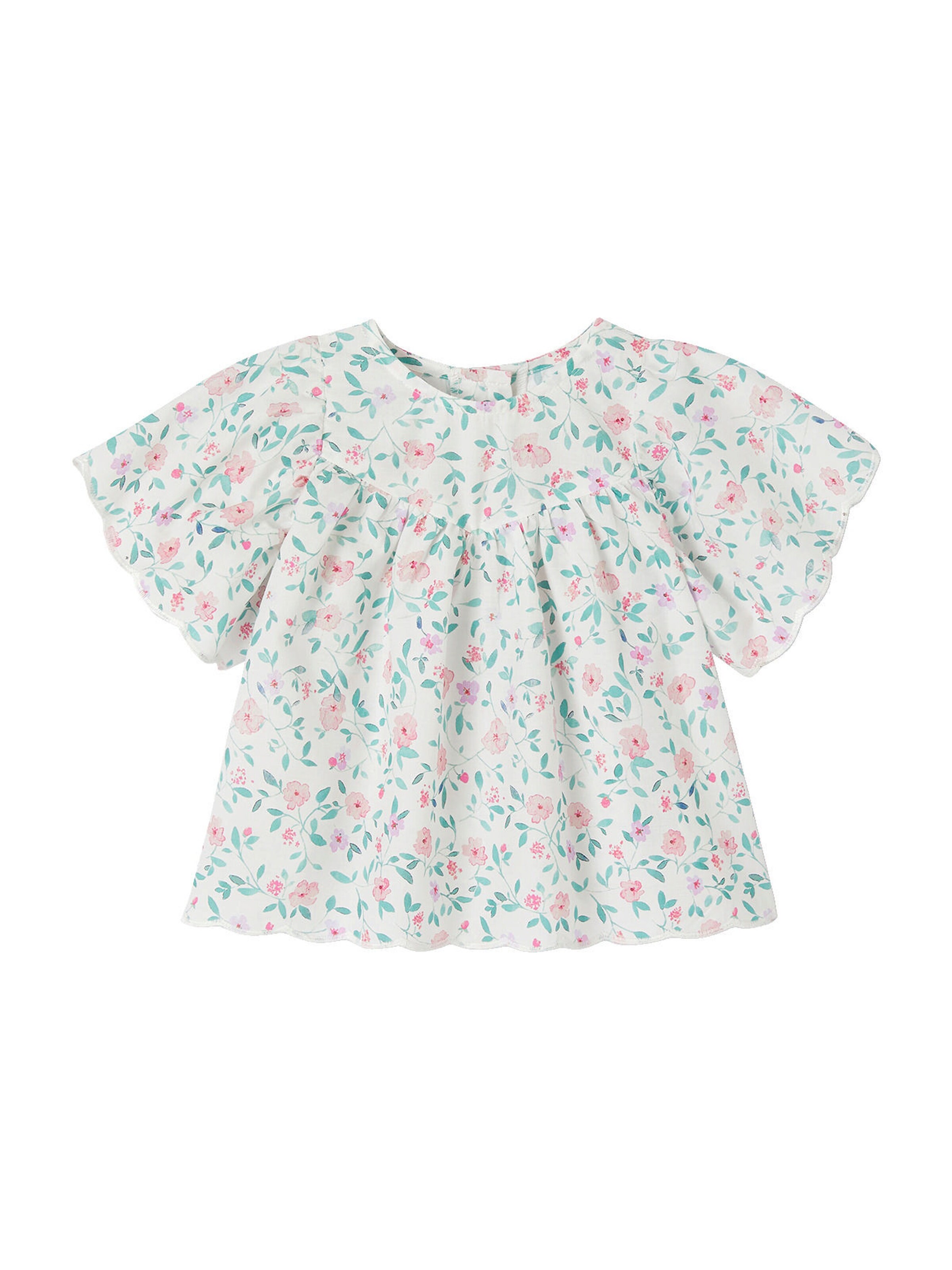 Vertbaudet Mädchen Baby Bluse wollweiß/rosa blumen