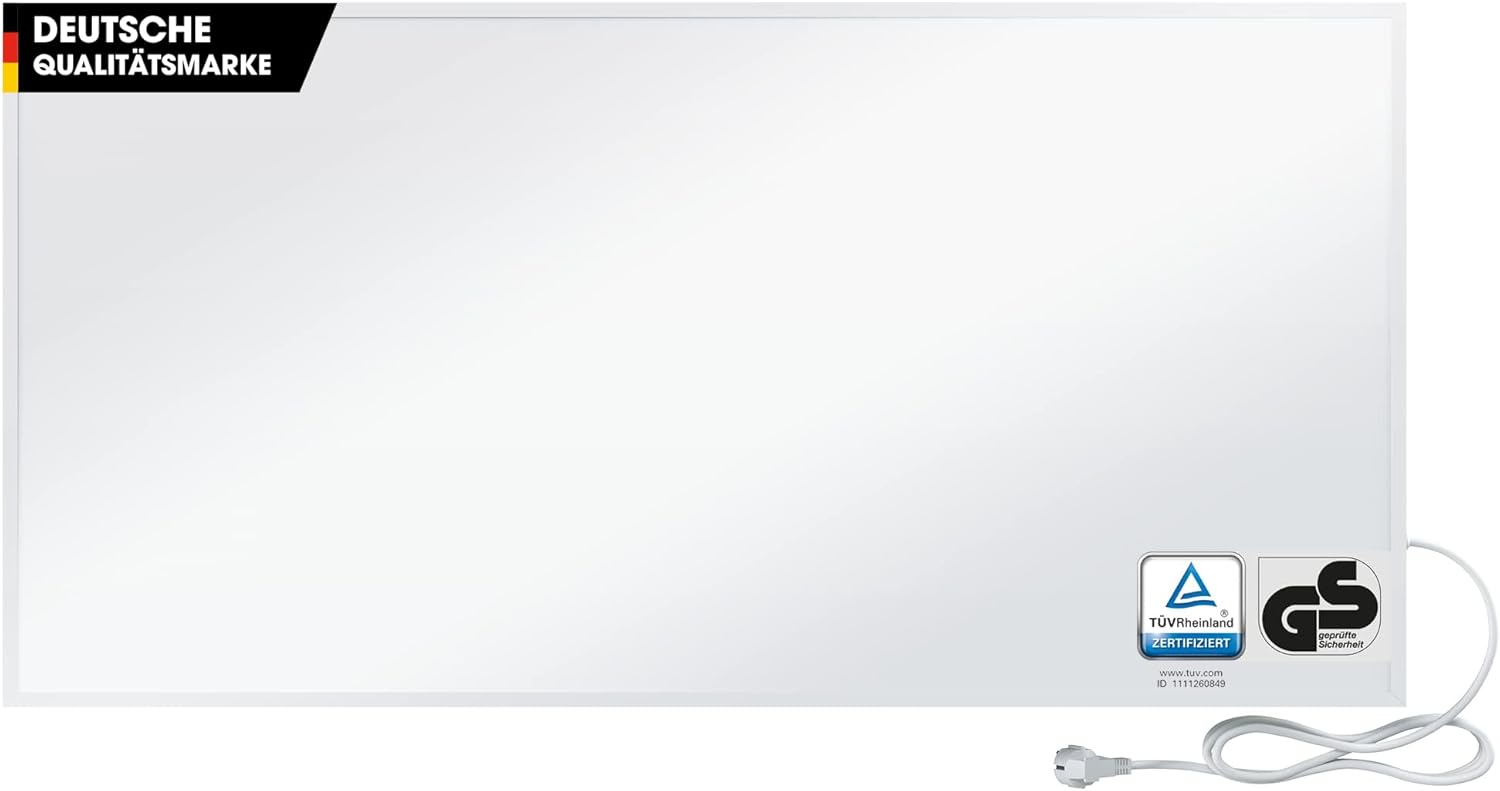 BR Bringer Infrarotheizung 1000 Watt - Infrarot Elektroheizung Energiesparend - TÜV & GS - Deutsche Qualitätsmarke (weiß)