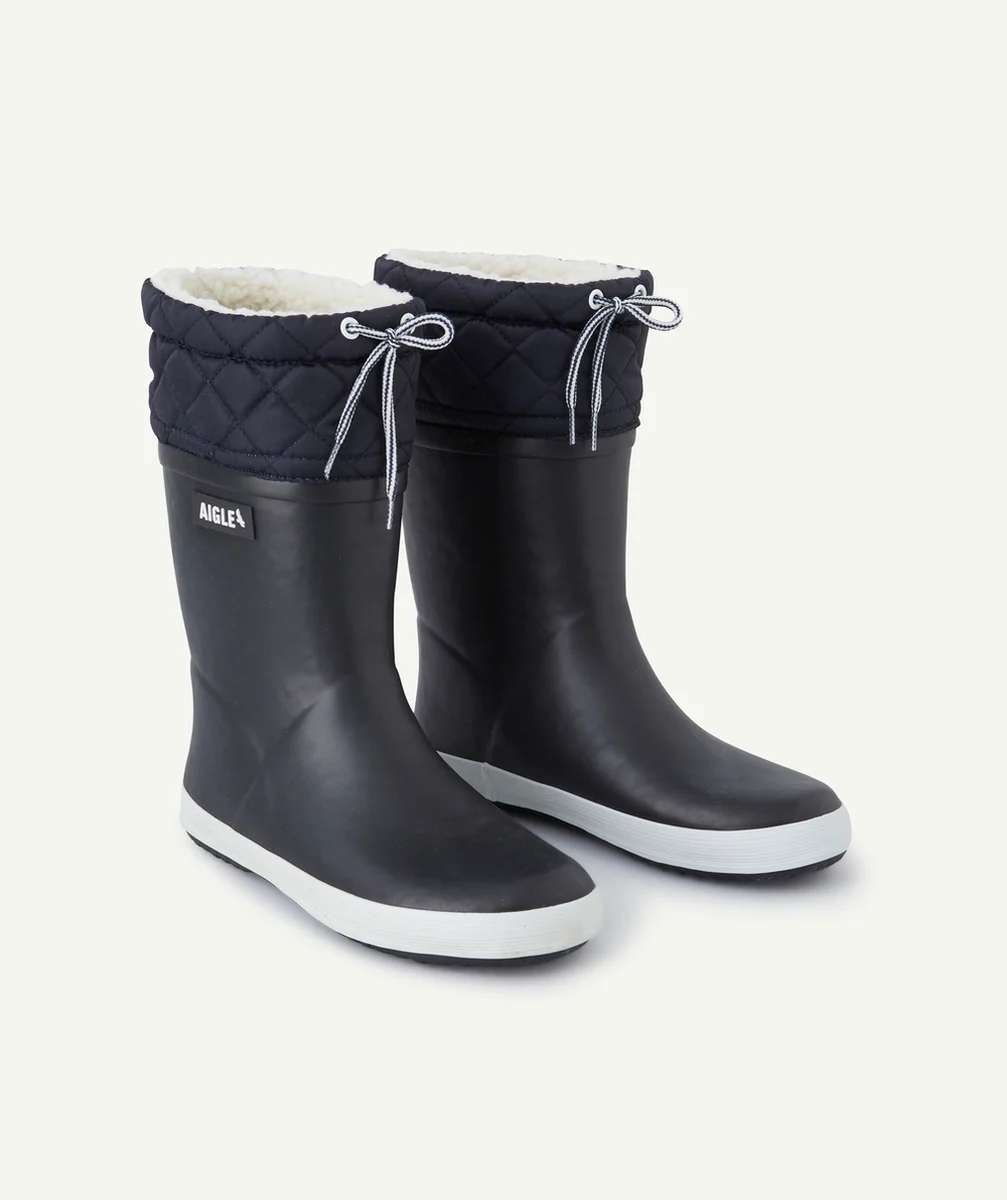 AIGLEBOTTES EN CAOUTCHOU NOIRES ENFANT FOURRÉES