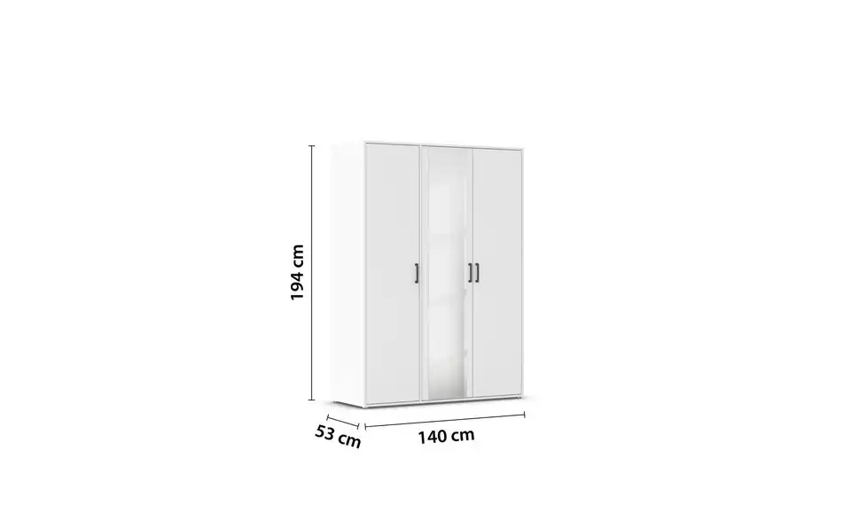 Drehtürenschrank ohne Absetzung 140 cm 3 Stück