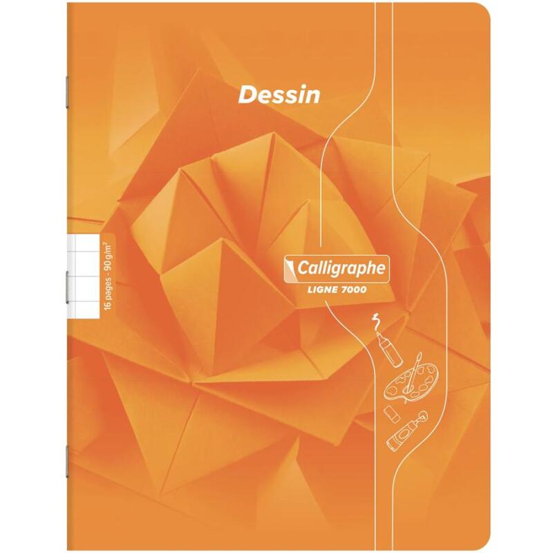 Cahier Dessin scolaire piqué 7000 17x22 cm 16 pages 10x10 90 g - Assortis