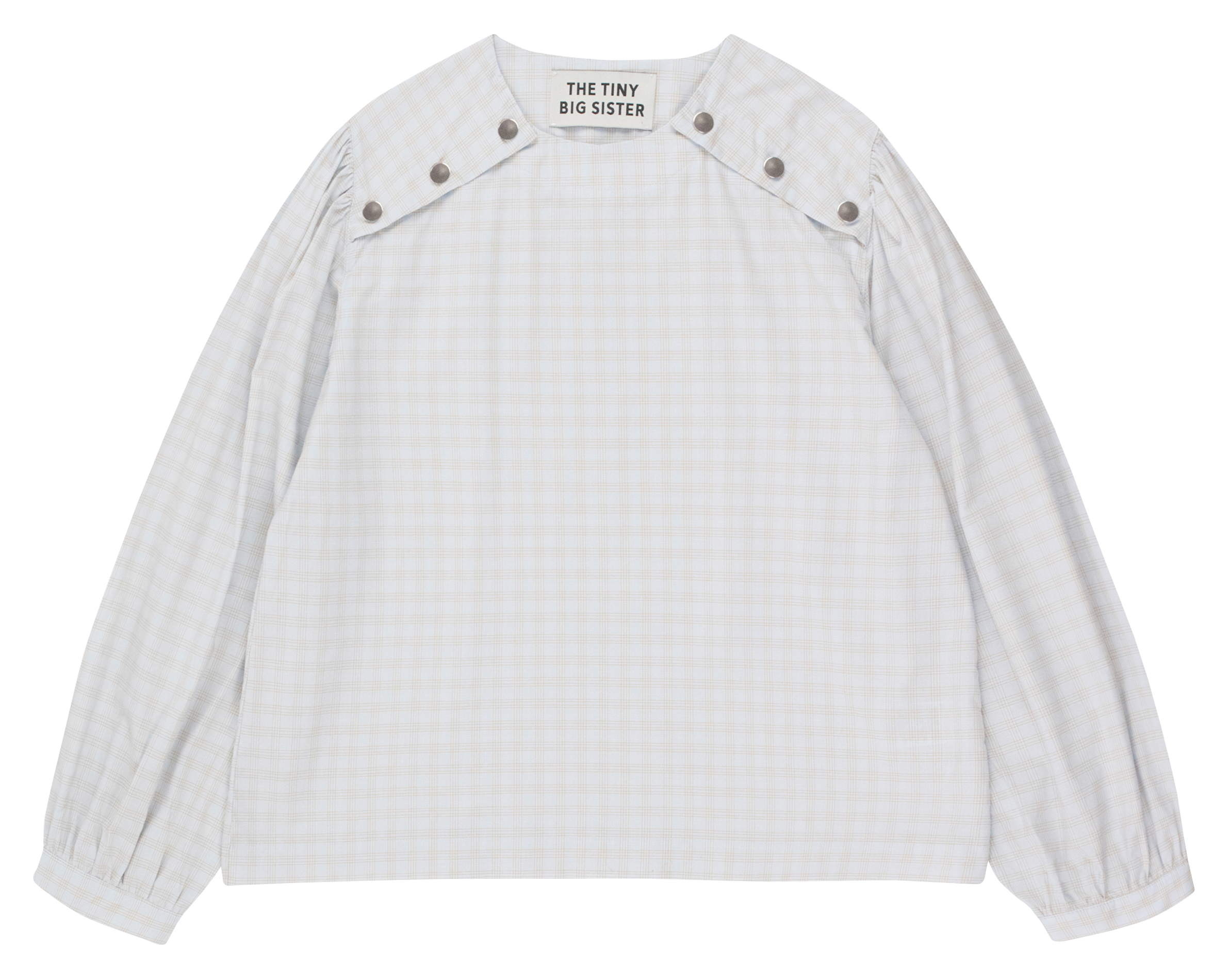 Blouse ample à carreaux en coton | Bleu