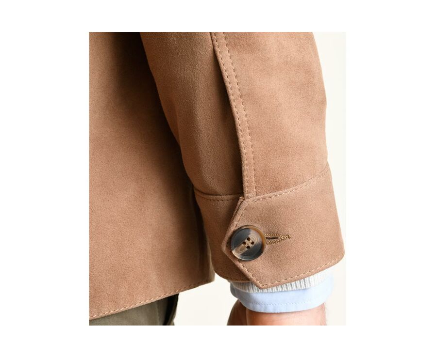 Veste cuir daim homme Camel Foncé - FAUSTIN