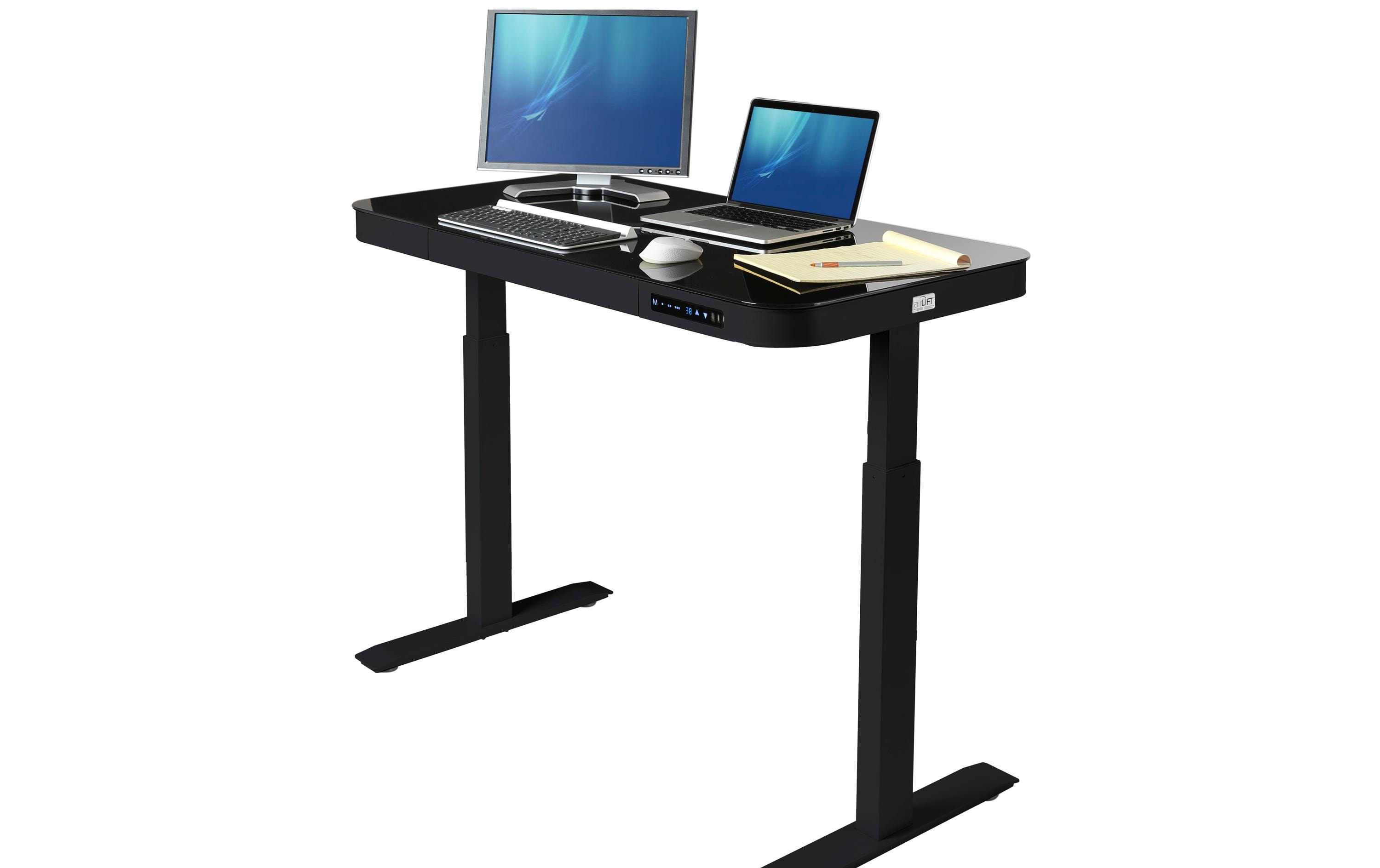 Airlift 121 x 61 cm, Schwarz<br>Abwechslungsreiches Arbeiten im Stehen und Sitzen mit dem Tisch Airlift von seville classics