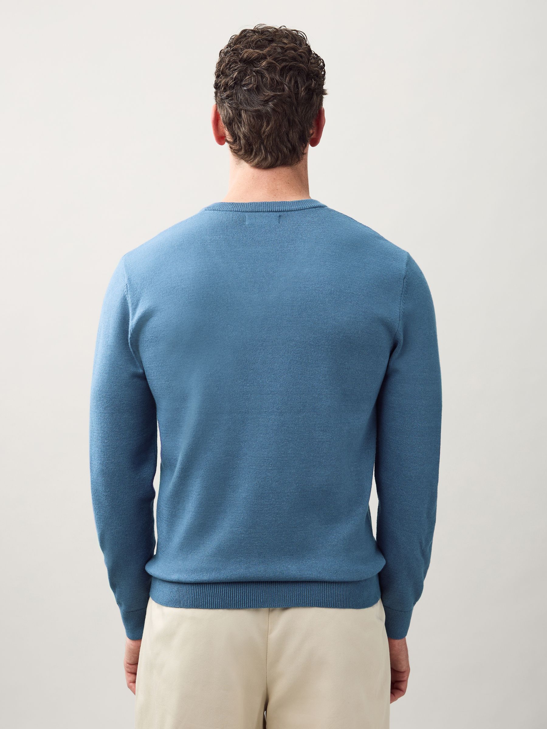 Blauw - Regular Fit Soft Touch V-Neck Sweater