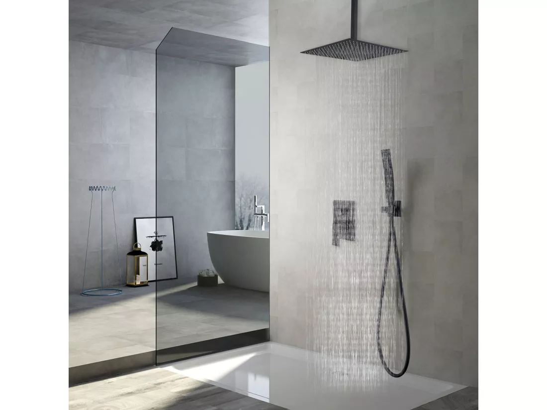 Colonne de Douche Encastrée Ensemble de Douche Mécanique avec Grande Tête de Douche Carrée 16