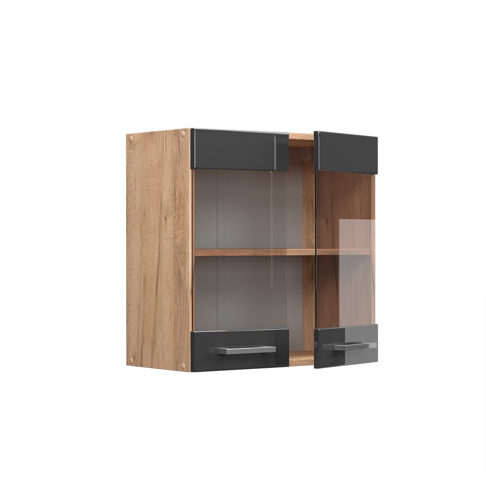 Vicco Hängeglasschrank Küchenschrank Küchenzeile R-Line 60 cm Eiche Anthrazit Tür Fächer