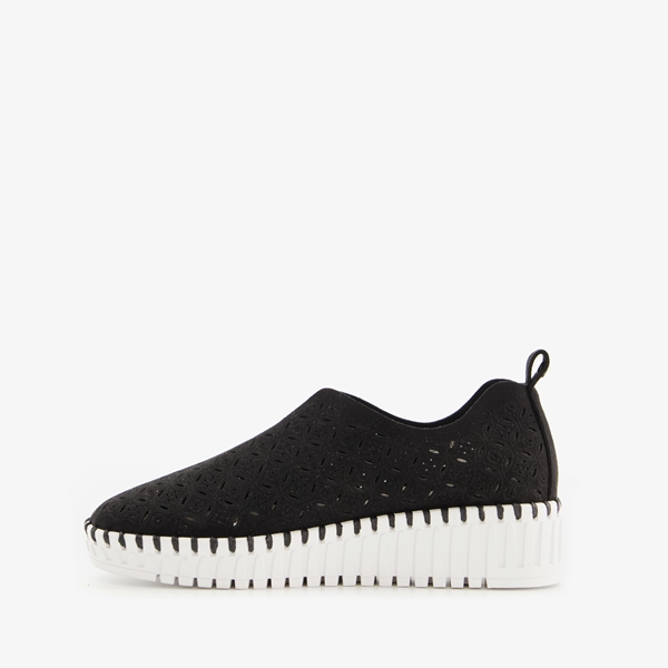 Hush Puppies dames instappers perforaties zwart