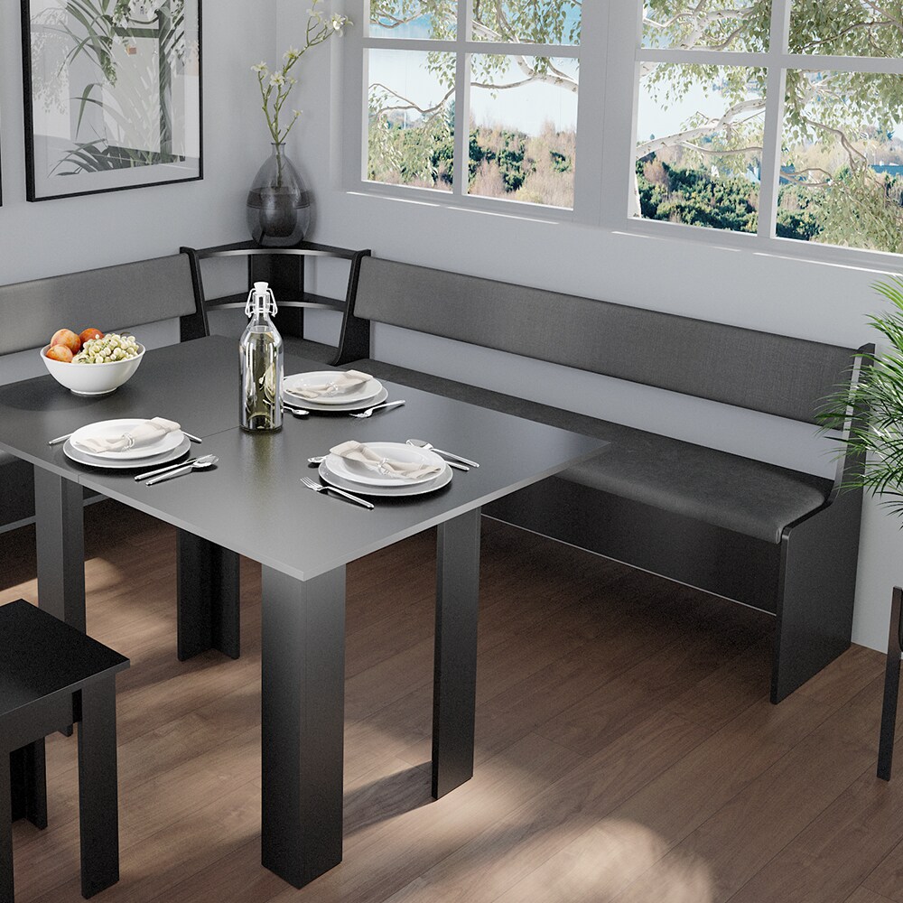 Vicco Küchenbank Sitzbank Esszimmerbank Roman Schwarz 167 cm modern Truhenbank Eckbankgruppe Esszimmergruppe Küchensitzgruppe Sitzbankgruppe Küchenmöbel Polstermöbel